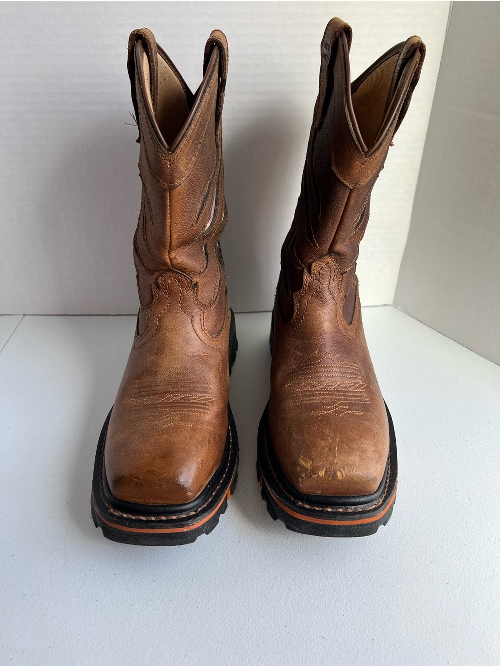 Men's Tan Leather Western Work Boots